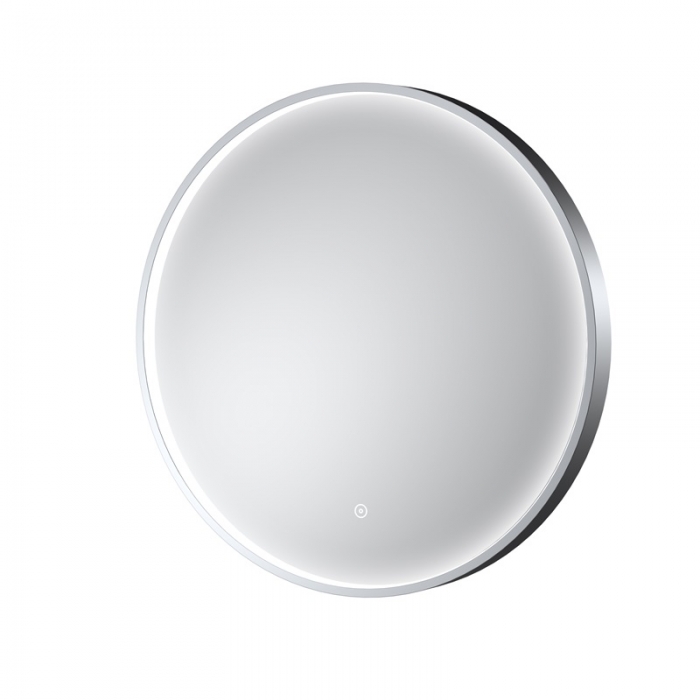 Nuie Mensa 600mm Polished Chrome Round LED Mirror on a white background LQ743