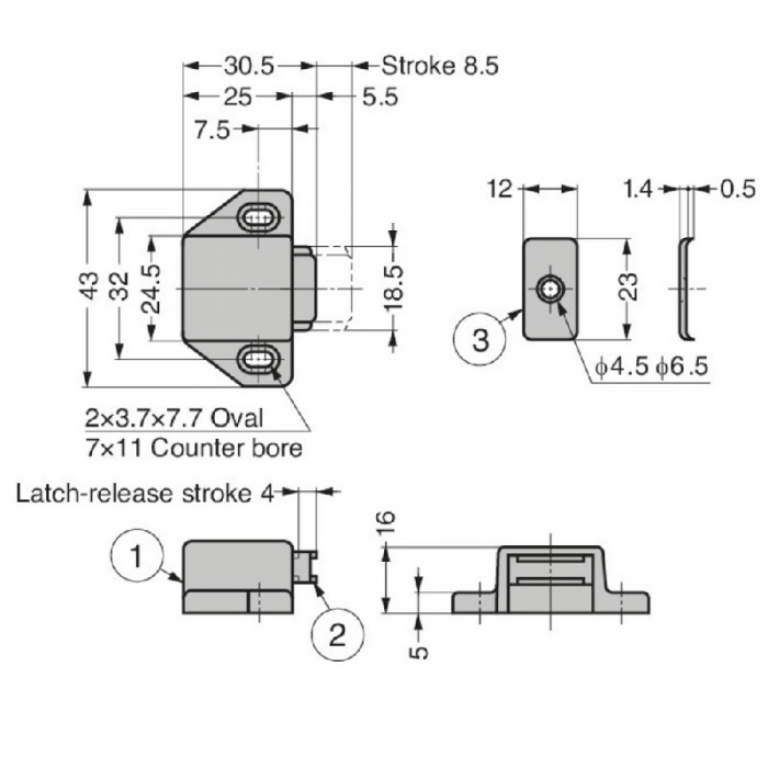 Sugatsune Magnetic Touch Latch - White