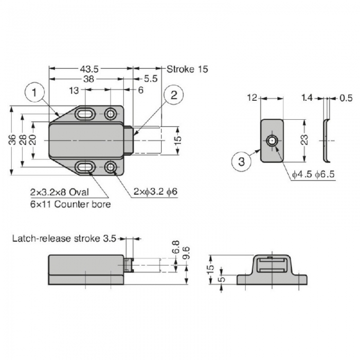 Sugatsune Slimline Magnetic Touch Latch - White