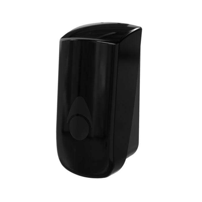 Myriad Gloss Black 900ml Liquid Soap Dispenser angled 
