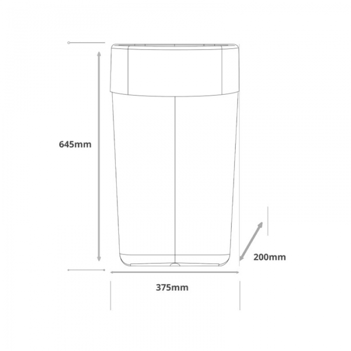 Myriad White 25 Litre Waste Bin Full Veiw - Datasheet