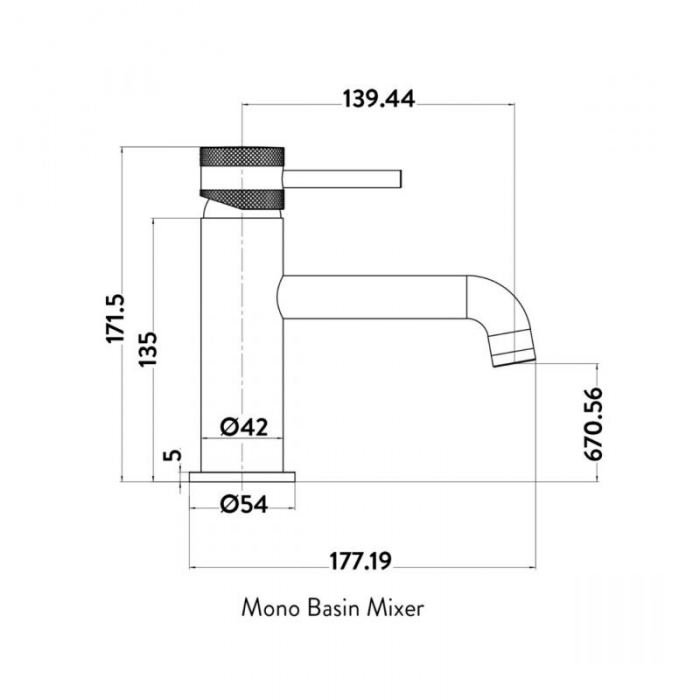 Scudo Core Mono Basin Mixer - Brushed Bronze - CAD Drawing