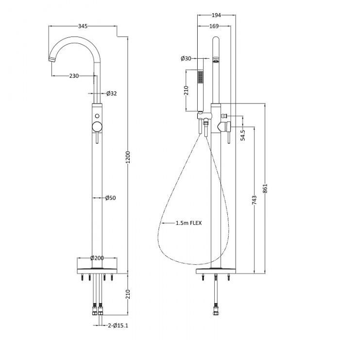 Tec Lever Floor Standing CAD