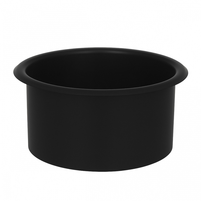 Prestige 158mm Counter Mounted Circular Waste Chute - Smooth Matt Black Outer Image - IMP180SMB