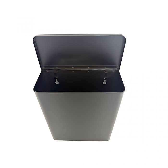 Smooth Matt Black Prestige 7lt Sanitary bin open
PRES-6150403-SMB 