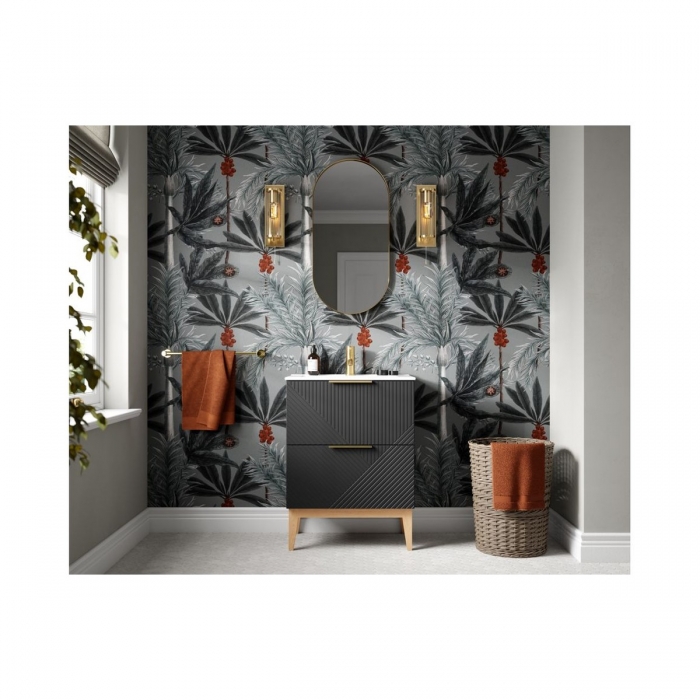 Prestige Featherstone Matt Graphite Grey 815mm Floor Standing 2 Drawer Basin Unit & Basin Lifestyle image - CNPW108501