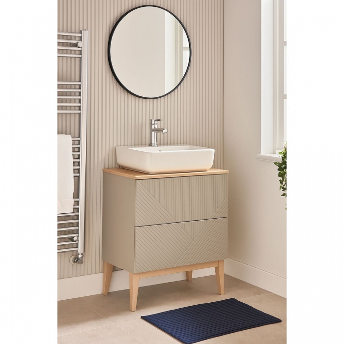 Prestige Featherstone Matt Oat 810mm Floor Standing 2 Drawer Basin Unit lifestyle - CNPW108506