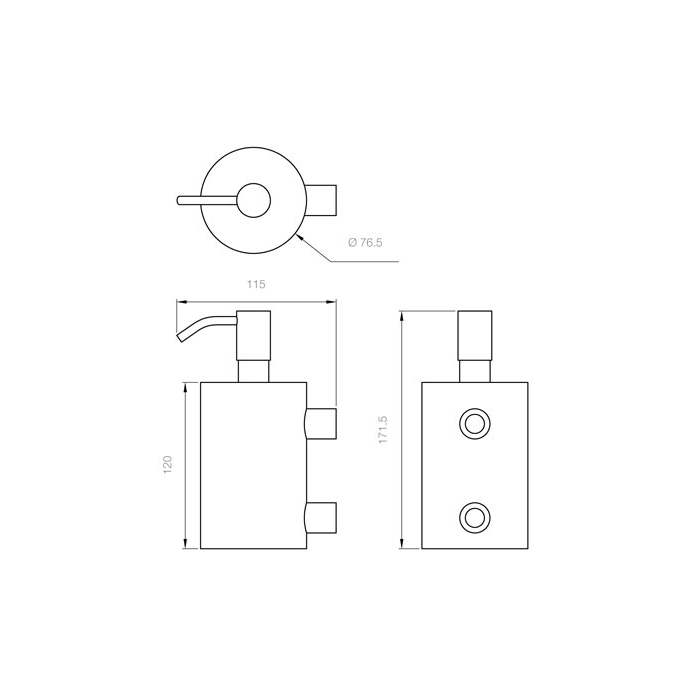 Dolphin Satin Stainless Steel Soap Dispenser CAD Drawing