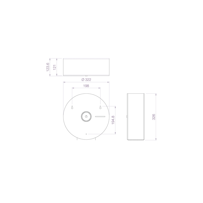 Dolphin Polished Stainless Steel Jumbo Dispenser CAD drawing