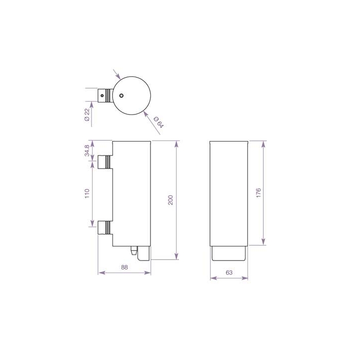 Dolphin Stainless Steel Soap Dispenser 250ml CAD Drawing