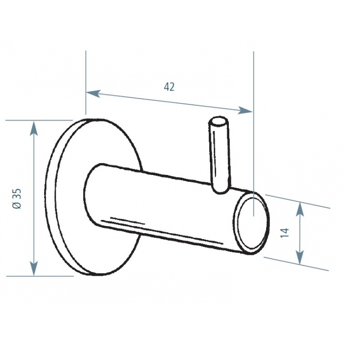 BC402B Dolphin Polished Stainless Steel Coat Hook Drawing