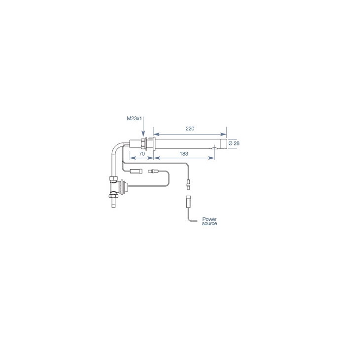 Dolphin Blue Panel Mounted Infrared Tap DB1400/DB1425 Drawing