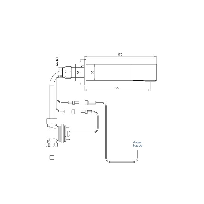 Dolphin Blue Panel Mounted Infrared Tap DB1500 Drawing