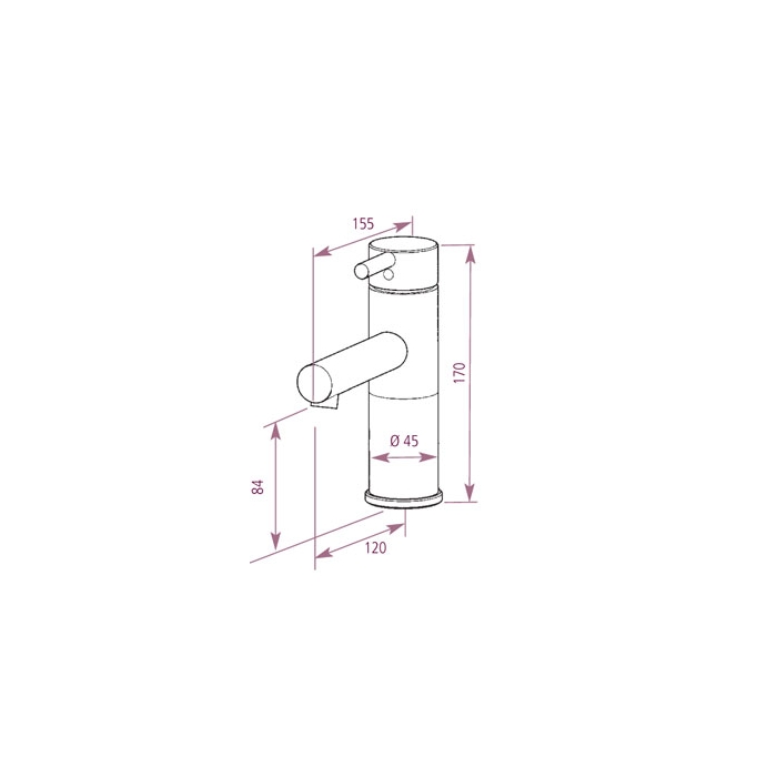 WA100 Prestige Basin Single Lever Mixer Tap Drawing