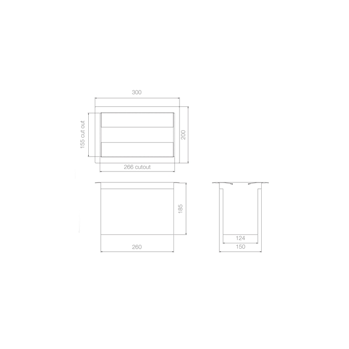 Prestige Counter Recessed Paper Towel Dispenser CAD Drawing