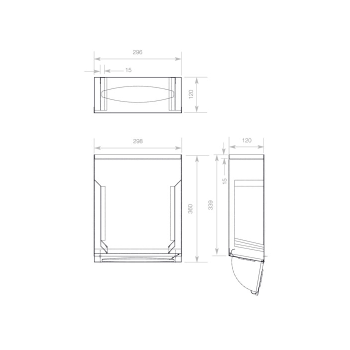 WP176 Prestige Behind Mirror Paper Towel Dispenser CAD Drawing