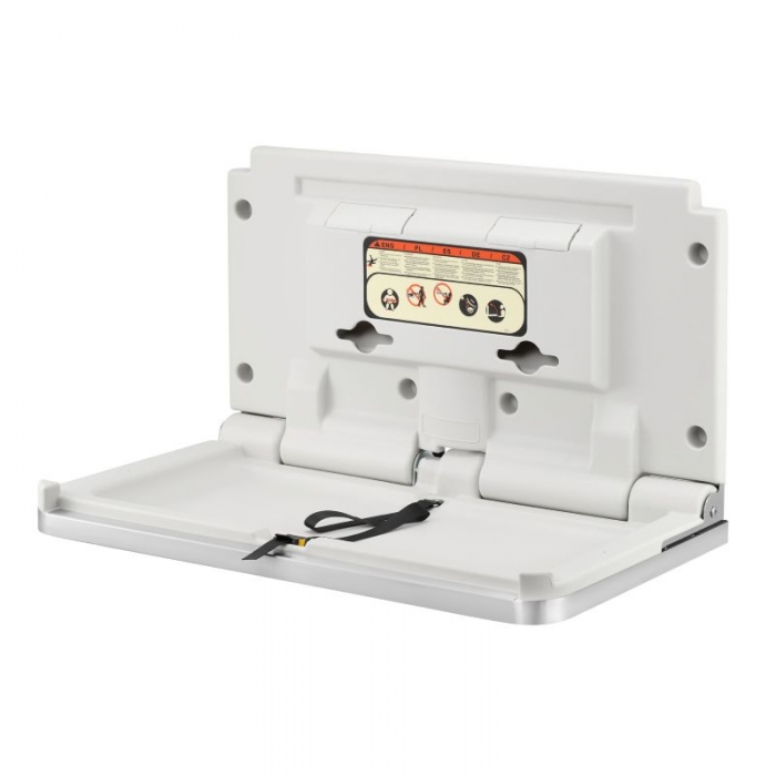 Horizontal Wall Mounted Baby Changing Unit Brushed Stainless Steel Open Angled BABN33