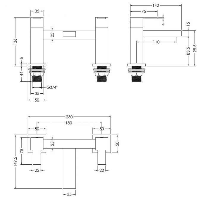 Nuie Sanford Deck Mounted CAD