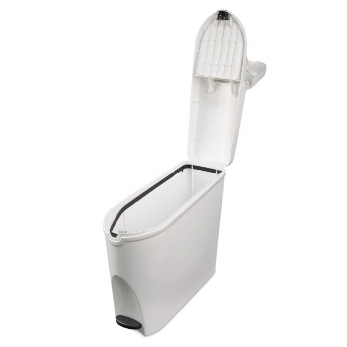 Prestige White Pedal Operated Feminine Hygiene Bin - 20L - Fully Open