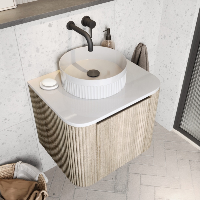 Scudo Fluted Round Countertop Basin Angled VESSEL008