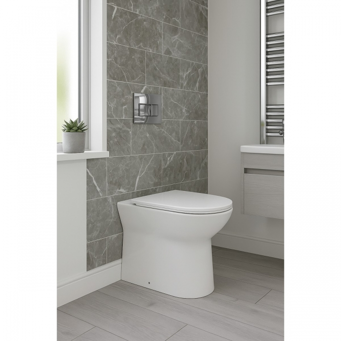 Scudo Middleton Rimless Back to Wall Toilet Pan and Slim Seat with Concealed Cistern lifestyle - MIDDSEATCISTERN