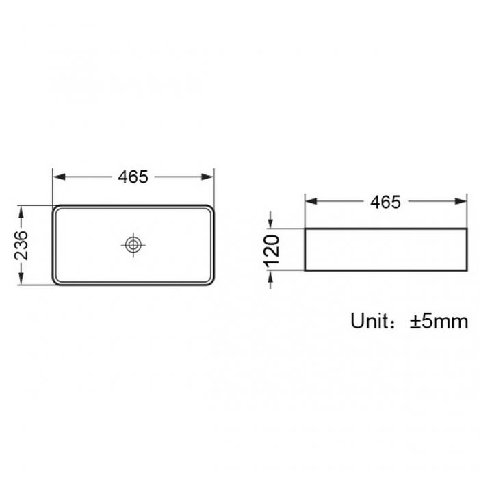 Scudo Riviera Countertop 460 Basin - Matt Black CAD Drawing - VESSEL004