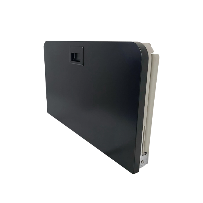 Genwec Matt Black Stainless Steel Horizontal Baby Changing Unit Side View on a white background - GW07050401-MB