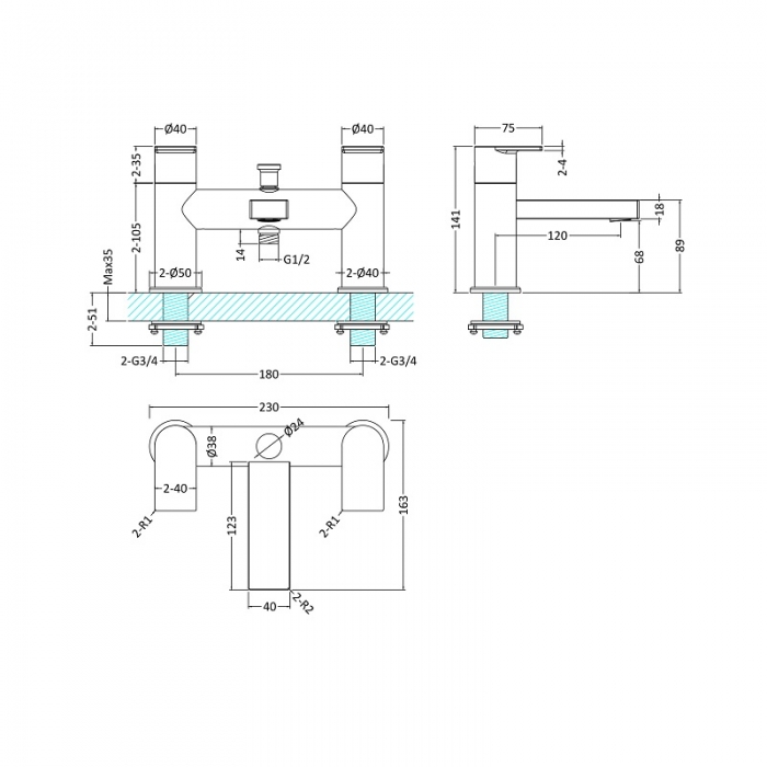 Sottlile Bath Shower Mixer CAD