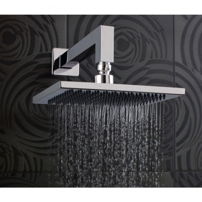 JTP Sam Square Wall Mounted Polished Chrome 400mm Shower Arm image in situ - C021003
