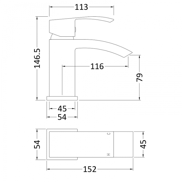 Nuie Vibe Midi Mono Basin Tap CAD