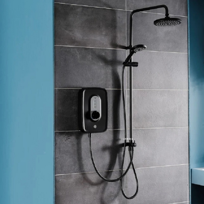 Triton Black Traditional Electric Shower In Situ