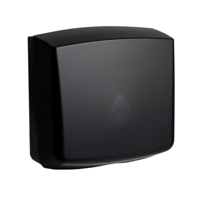 Myriad Matt Black Recycled Hand Towel Dispenser Angled 6TH-MBK
