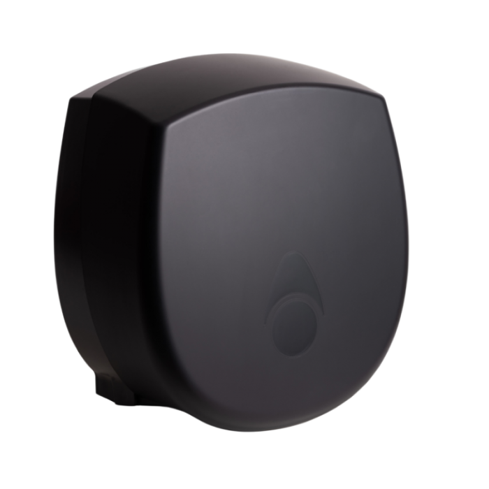 Myriad Recycled Matt Black Small Jumbo Toilet Dispenser Angled 6TJ-MBK