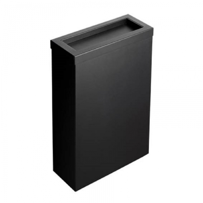 Opal Matt Black Steel 50 Litre Compact Waste Bin With Flap Lid