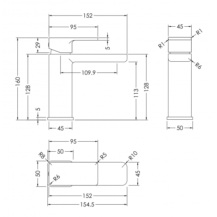 Nuie Windon Mono Basin Mixer CAD