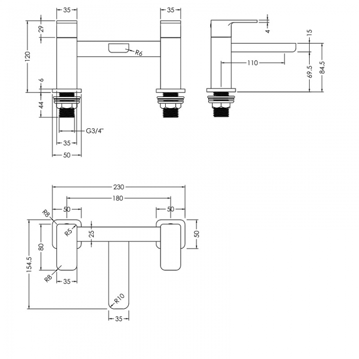 Nuie Windon Bath Filler CAD