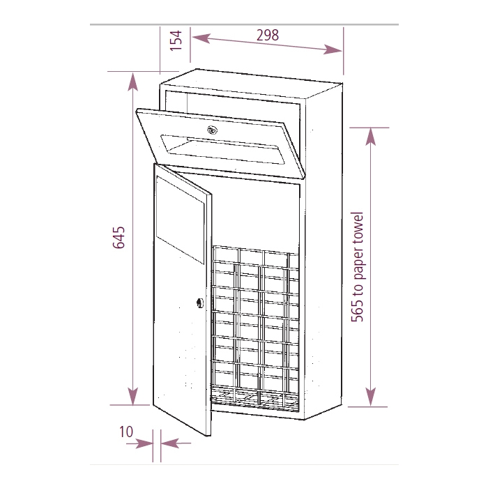 Paper Towel and Bin Combination Unit Recessed CAD