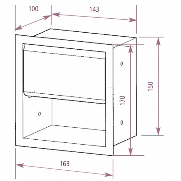 Toilet Paper Dispenser Recessed Prestige - Cad Drawing