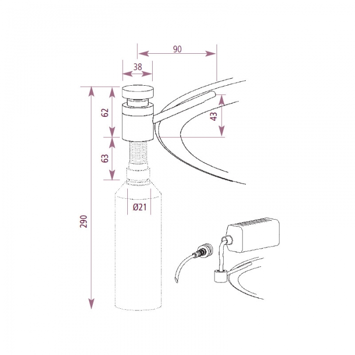 Counter Mounted Liquid Soap Dispenser CAD