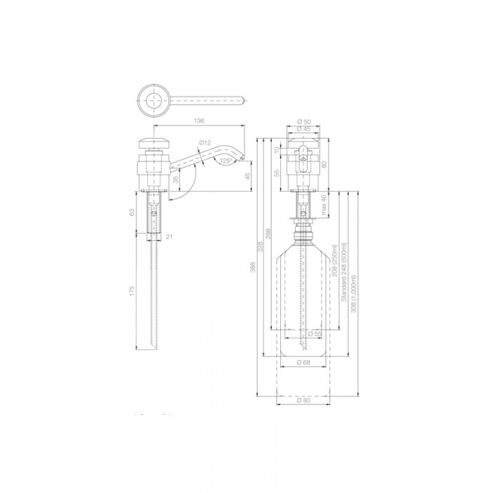 Counter Mounted Liquid Soap Dispenser CAD Image