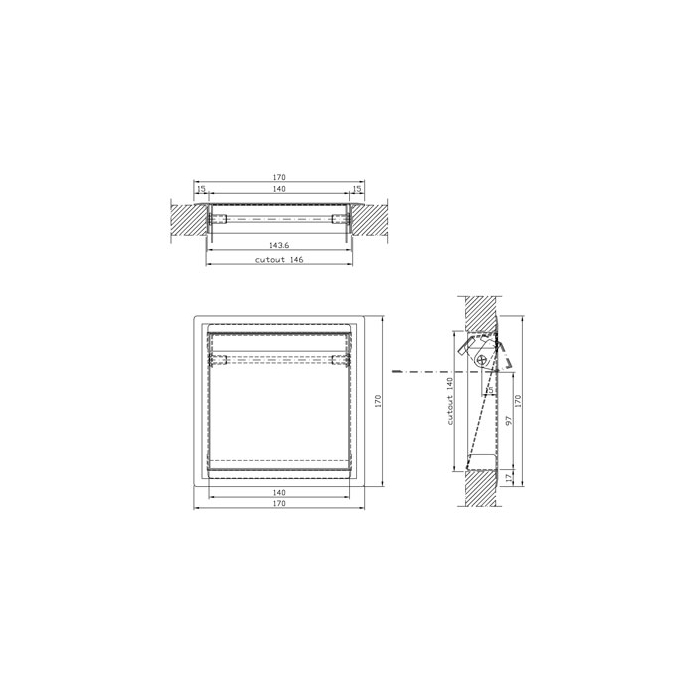 Prestige Surface Mounted Bin Flap CAD Drawing