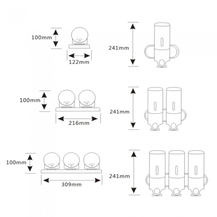Prestige Stainless Steel Lockable Shower Soap Dispensers