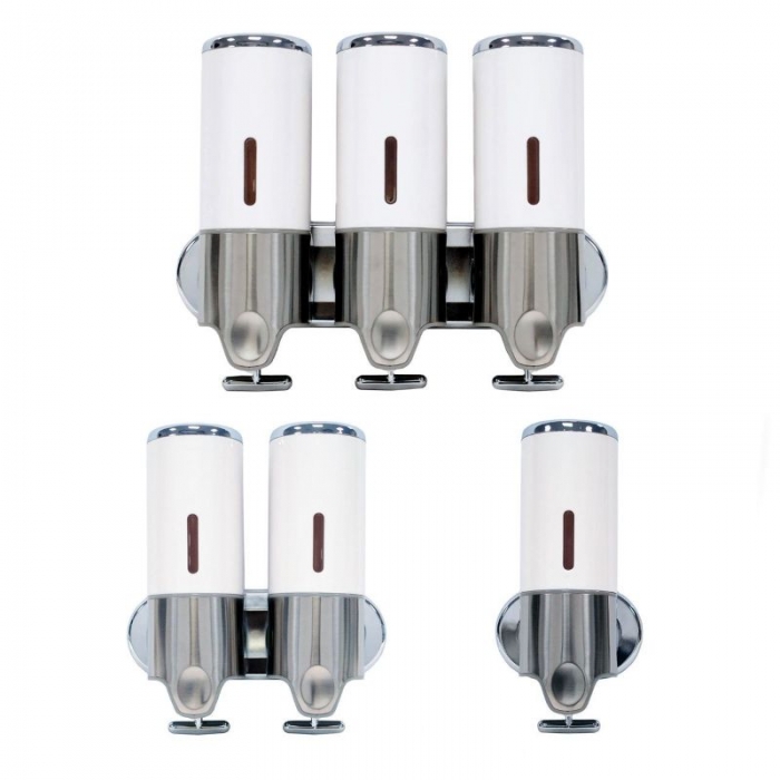Shower Soap Dispensers White ABS Stainless Steel
