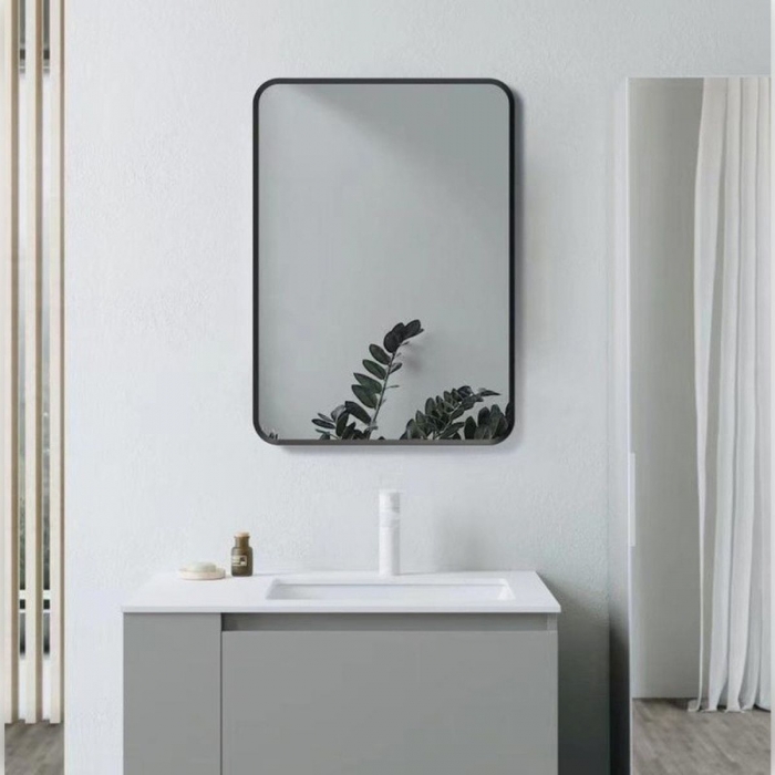 Yorvik Matt Black Rectangle Mirror 600mm x 800mm Lifestyle CNPW106269