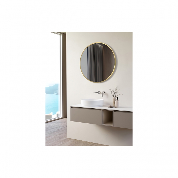 Yorvik Round Mirror - Brushed Brass 500mm Lifestyle CNPW106259